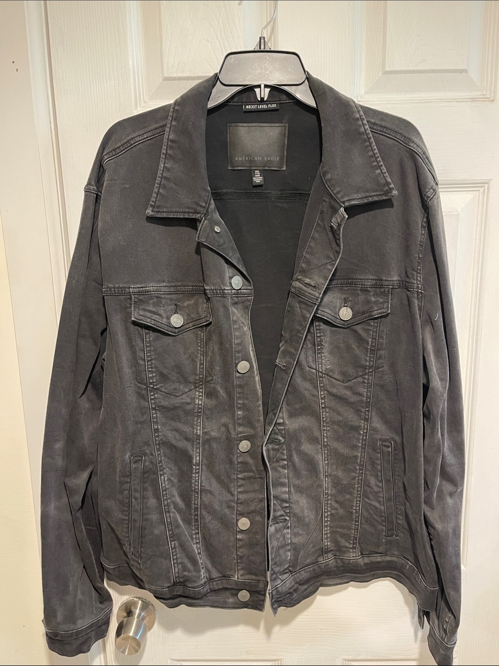 American Eagle Black Denim Trucker Jacket